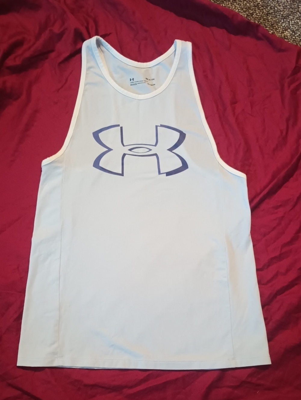 Under Armour Light Blue Tank Top Woman's S Loose Heatgear Gym Workout Like New